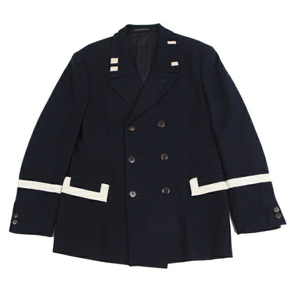 Yohji Yamamoto POUR HOMME Wool Grosgrain Jacket Navy Size M