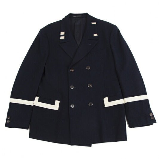 Yohji Yamamoto POUR HOMME Wool Grosgrain Jacket Navy Size M