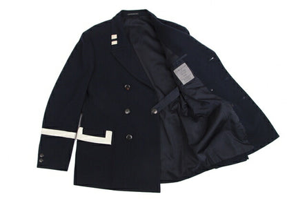 Yohji Yamamoto POUR HOMME Wool Grosgrain Jacket Navy Size M
