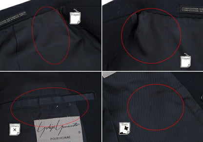 Yohji Yamamoto POUR HOMME Wool Grosgrain Jacket Navy Size M