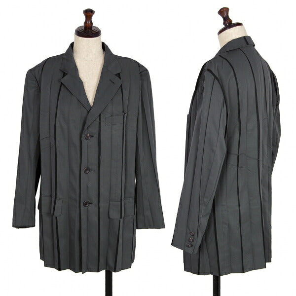ISSEY MIYAKE Mesh Lined Pleated Jacket Gray Size M