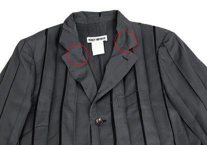 ISSEY MIYAKE Mesh Lined Pleated Jacket Gray Size M