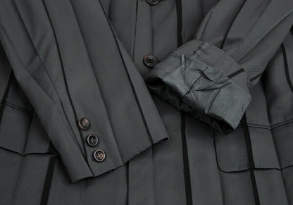 ISSEY MIYAKE Mesh Lined Pleated Jacket Gray Size M