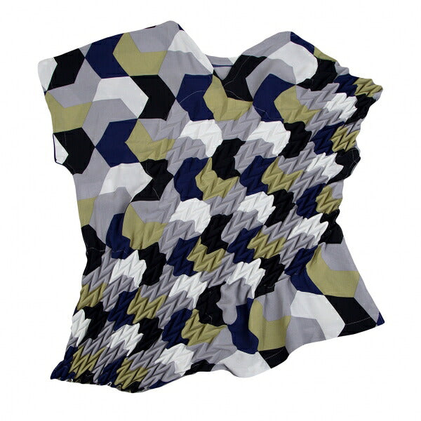 ISSEY MIYAKE Yagasuri Embossed Pleated Blouse Gray Size 2