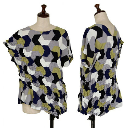 ISSEY MIYAKE 21SS Yagasuri Embossed Pleated Blouse Size 2