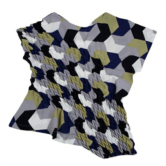 ISSEY MIYAKE 21SS Yagasuri Embossed Pleated Blouse Size 2