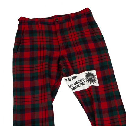 CDG HOMME PLUS 08AW Tartan Check Patch Pants Red Size SS