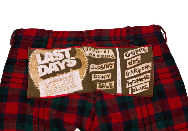 CDG HOMME PLUS 08AW Tartan Check Patch Pants Red Size SS
