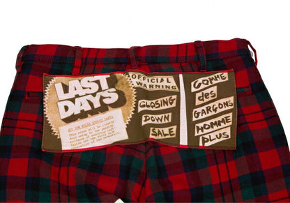 CDG HOMME PLUS 08AW Tartan Check Patch Pants Red Size SS