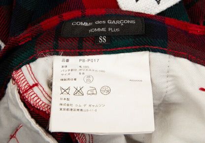 CDG HOMME PLUS 08AW Tartan Check Patch Pants Red Size SS