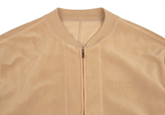 Papas Rhino Embroidered Fleece Varsity Jacket Beige Size L