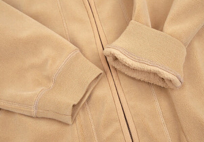 Papas Rhino Embroidered Fleece Varsity Jacket Beige Size L