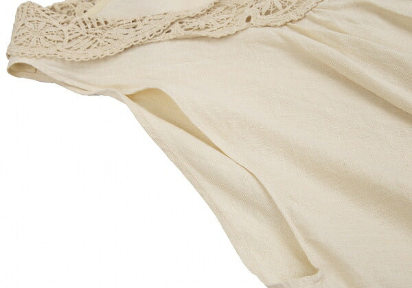 Veritecoeur Linen Embroidered Lace Tunic Beige Blouse Size F