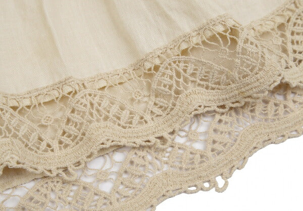 Veritecoeur Linen Embroidered Lace Tunic Beige Blouse Size F
