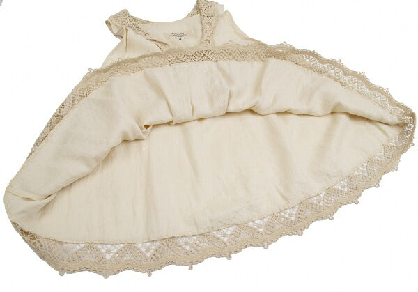 Veritecoeur Linen Embroidered Lace Tunic Beige Blouse Size F