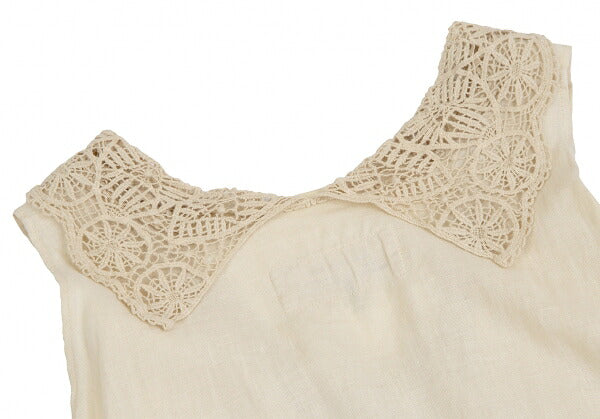 Veritecoeur Linen Embroidered Lace Tunic Beige Blouse Size F