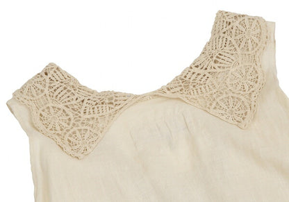 Veritecoeur Linen Embroidered Lace Tunic Beige Blouse Size F