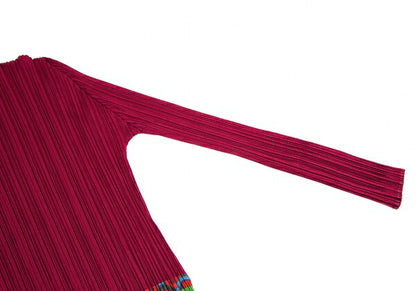 PLEATS PLEASE Native Print High Neck Top Bordeaux Size 5
