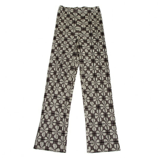 PLEATS PLEASE Clover Print Loose Fit Pants Brown Size 3