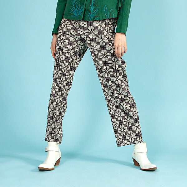 PLEATS PLEASE Clover Print Loose Fit Pants Brown Size 3