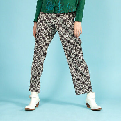 PLEATS PLEASE Clover Print Loose Fit Pants Brown Size 3