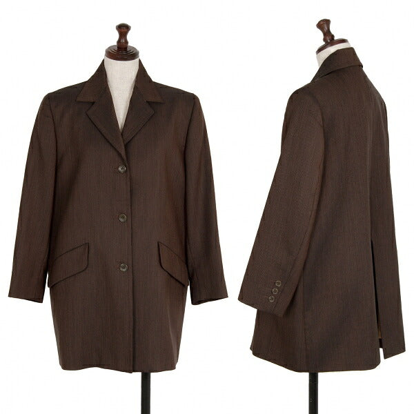 gigli Wool Cotton Pinstripe Jacket Brown Size 38