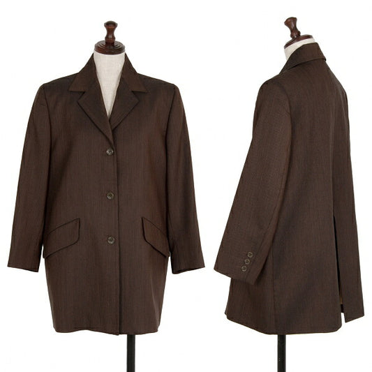 gigli Wool Cotton Pinstripe Jacket Brown Size 38