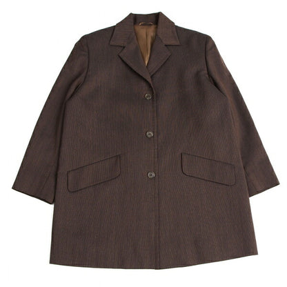 gigli Wool Cotton Pinstripe Jacket Brown Size 38