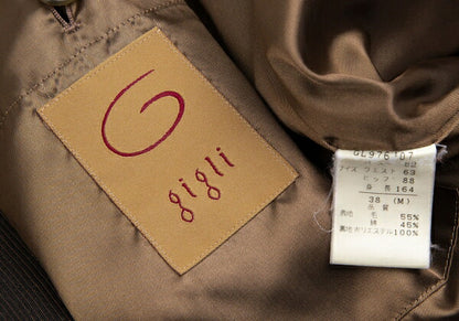 gigli Wool Cotton Pinstripe Jacket Brown Size 38