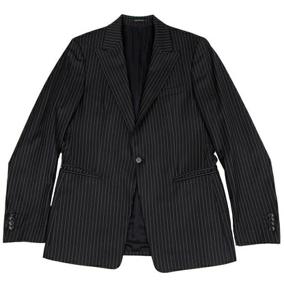 EMPORIO ARMANI JUDE LINE Black Chalk Wool Jacket Size 50
