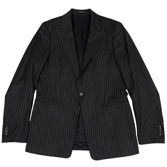 EMPORIO ARMANI JUDE LINE Black Chalk Wool Jacket Size 50