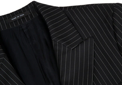 EMPORIO ARMANI JUDE LINE Black Chalk Wool Jacket Size 50
