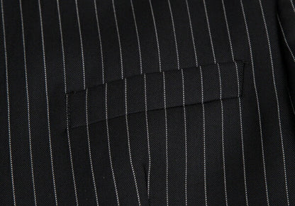 EMPORIO ARMANI JUDE LINE Black Chalk Wool Jacket Size 50