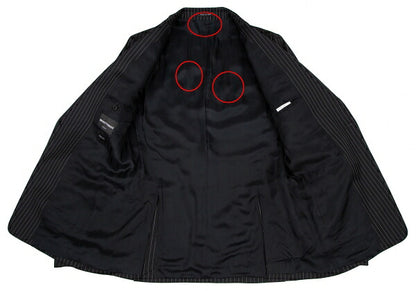 EMPORIO ARMANI JUDE LINE Black Chalk Wool Jacket Size 50
