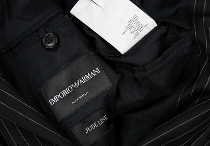 EMPORIO ARMANI JUDE LINE Black Chalk Wool Jacket Size 50
