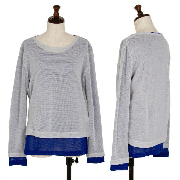Y's Bicolor Mesh Knit Top Gray Size 2