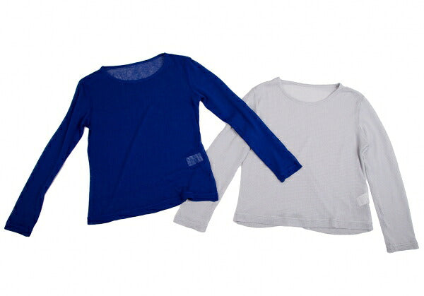 Y's Bicolor Mesh Knit Top Gray Size 2