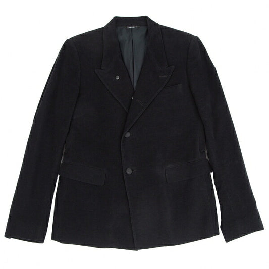 DOLCE&GABBANA Cotton Peach Skin Peak Jacket Black Size 50
