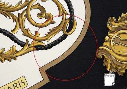 HERMES les cles key Carré 90 White Navy Scarf
