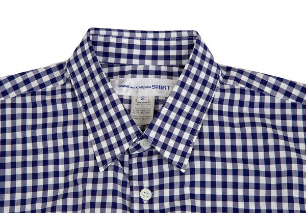 COMME des GARCONS SHIRT Knit Panel Gingham White Blue Size S