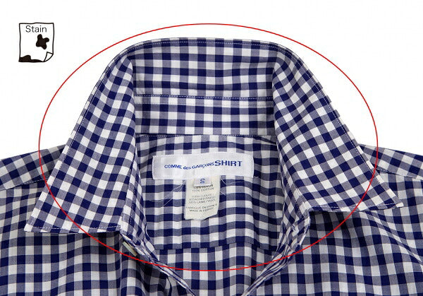 COMME des GARCONS SHIRT Knit Panel Gingham White Blue Size S