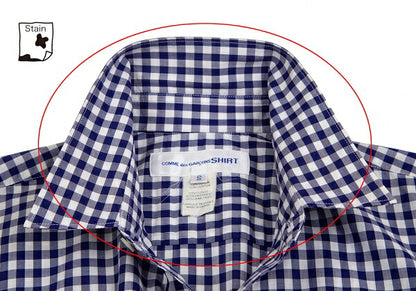 COMME des GARCONS SHIRT Knit Panel Gingham White Blue Size S
