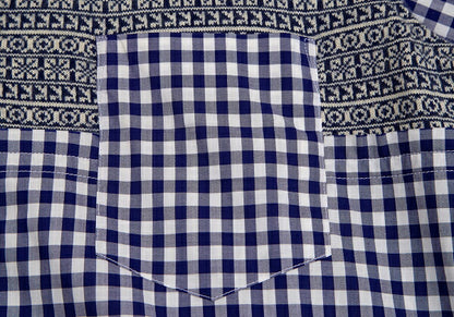 COMME des GARCONS SHIRT Knit Panel Gingham White Blue Size S