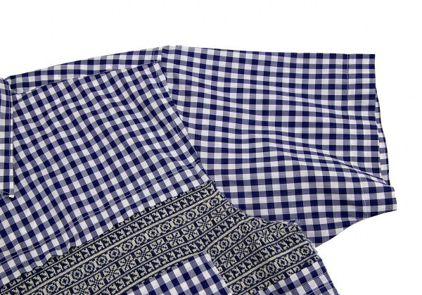 COMME des GARCONS SHIRT Knit Panel Gingham White Blue Size S