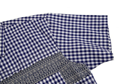 COMME des GARCONS SHIRT Knit Panel Gingham White Blue Size S