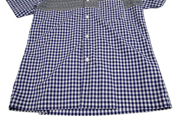 COMME des GARCONS SHIRT Knit Panel Gingham White Blue Size S
