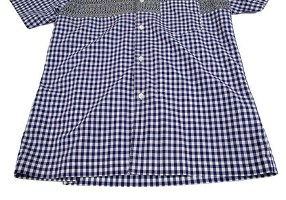 COMME des GARCONS SHIRT Knit Panel Gingham White Blue Size S