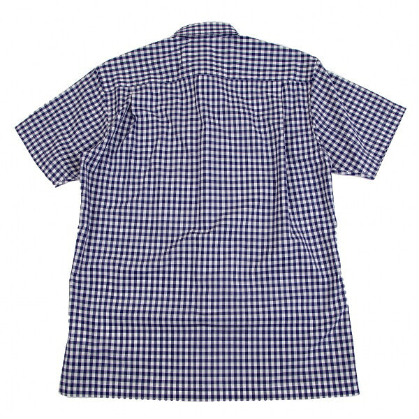 COMME des GARCONS SHIRT Knit Panel Gingham White Blue Size S