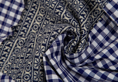 COMME des GARCONS SHIRT Knit Panel Gingham White Blue Size S