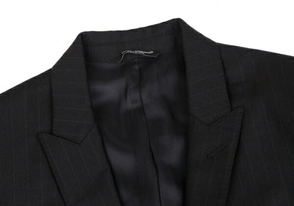 DOLCE&GABBANA MARTINI Wool Pinstripe Jacket Black Size 44